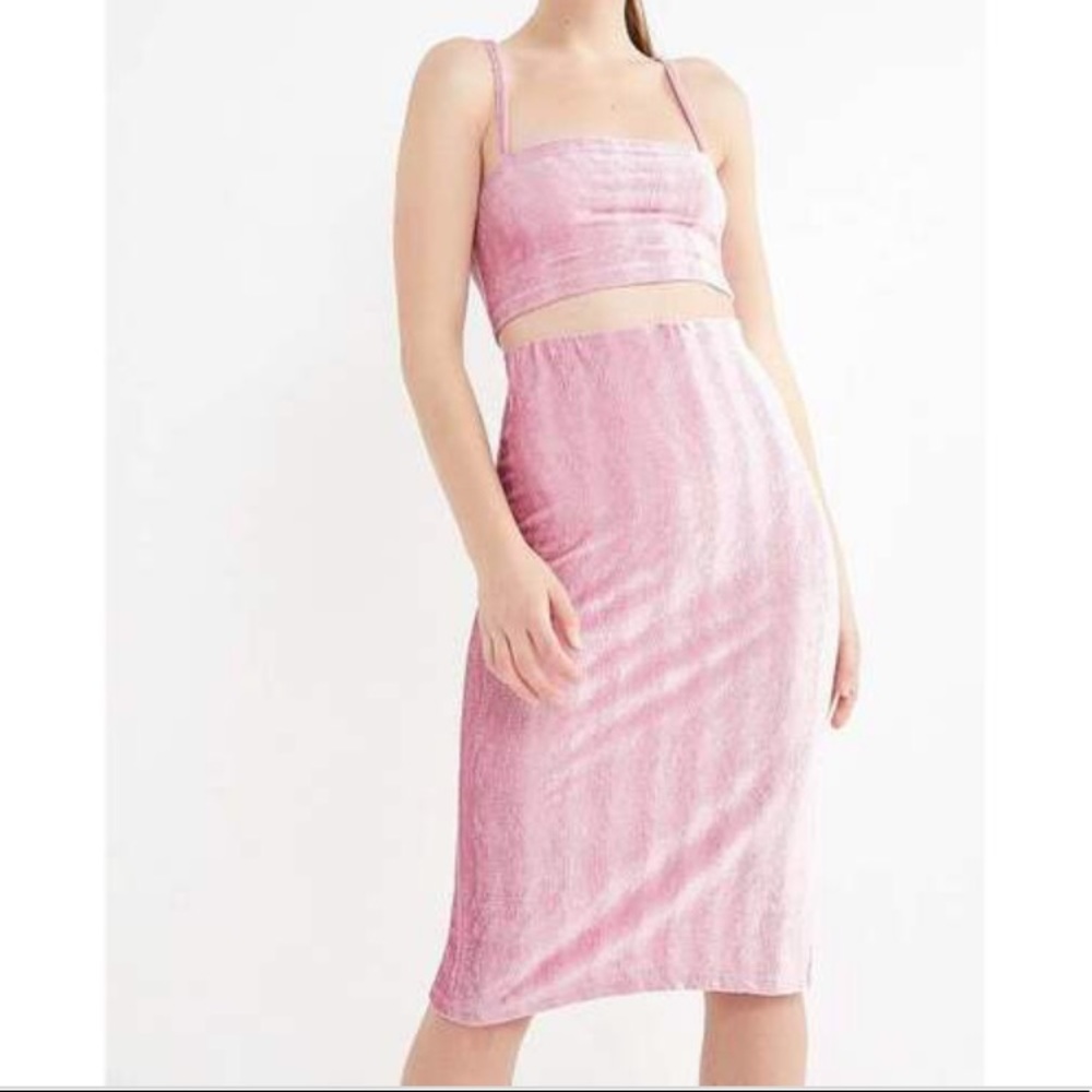 UO velvet high rise midi skirt